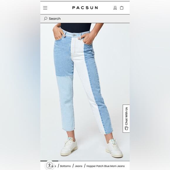 Pacsun Eco Hopper Patch Blue Mom High Rise Jeans Women’s Size 24 - Picture 2 of 15